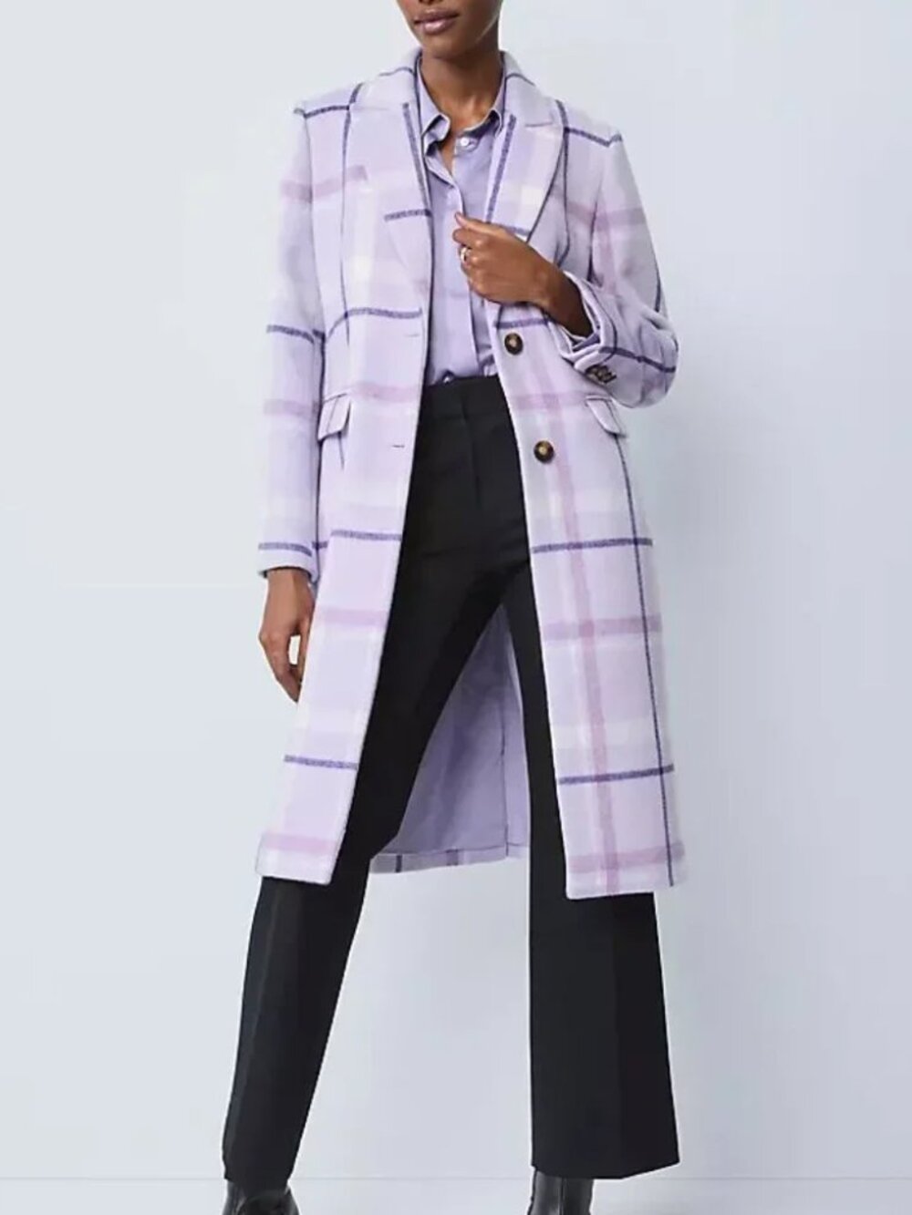 NWT Ann Taylor Plaid Chesterfield Coat XS